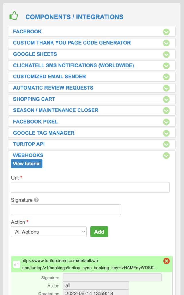 Integrar TuriTop y Zapier usando Webhooks 7 TuriTop webhooks