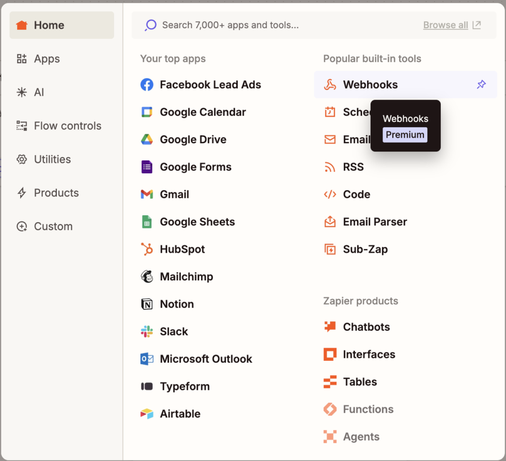 Integrar TuriTop y Zapier usando Webhooks 4 choose a trigger app with Zapier